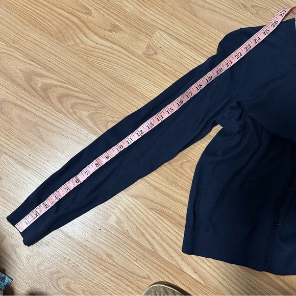 Gap medium cotton nylon silk blend dark navy blue long sleeve button cardigan - Picture 5 of 7
